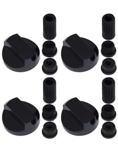 Set 4 butoane aragaz, cuptor electric, universale, negre + adaptoare - 1 2